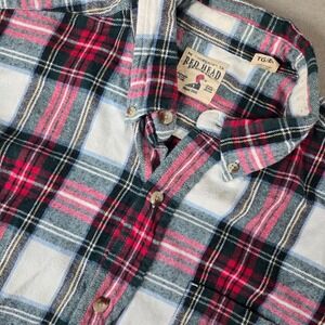 Red Head Mens XL Plaid Flannel Button Down Shirt White Red Green Black Christmas